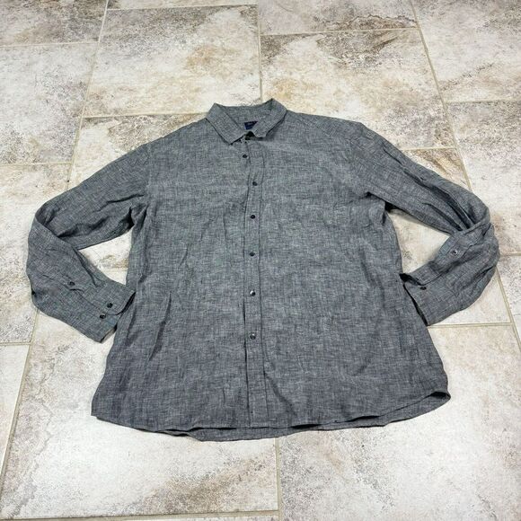 Taylor Other - REID & TAYLOR Shirt Mens 44/17.5 Gray 100% Linen Long Sleeve Dad
